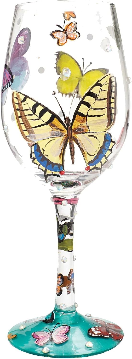 Hand-Painted Butterfly Wine Glass