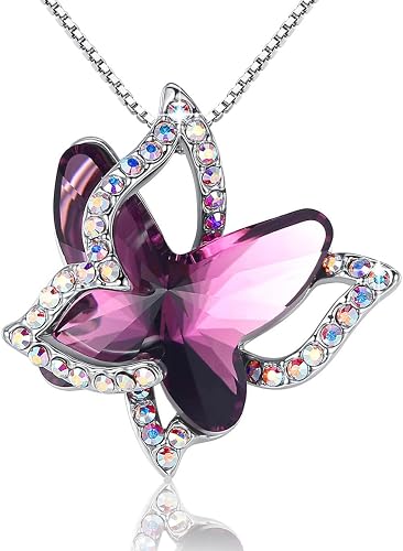 Birthstone Crystal Butterfly Necklace