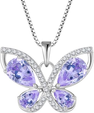 Sterling Silver Birthstone Butterfly Necklace