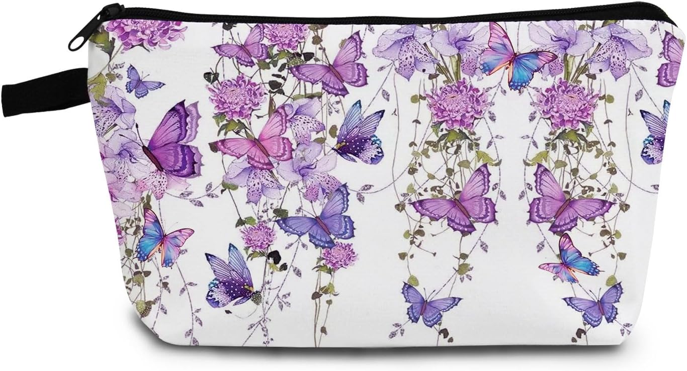 Floral Butterfly Makeup Bag