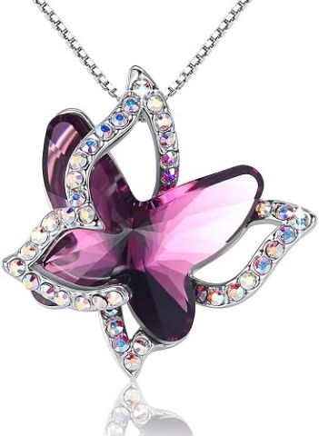 Birthstone Crystal Butterfly Necklace