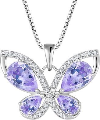 Sterling Silver Birthstone Butterfly Necklace