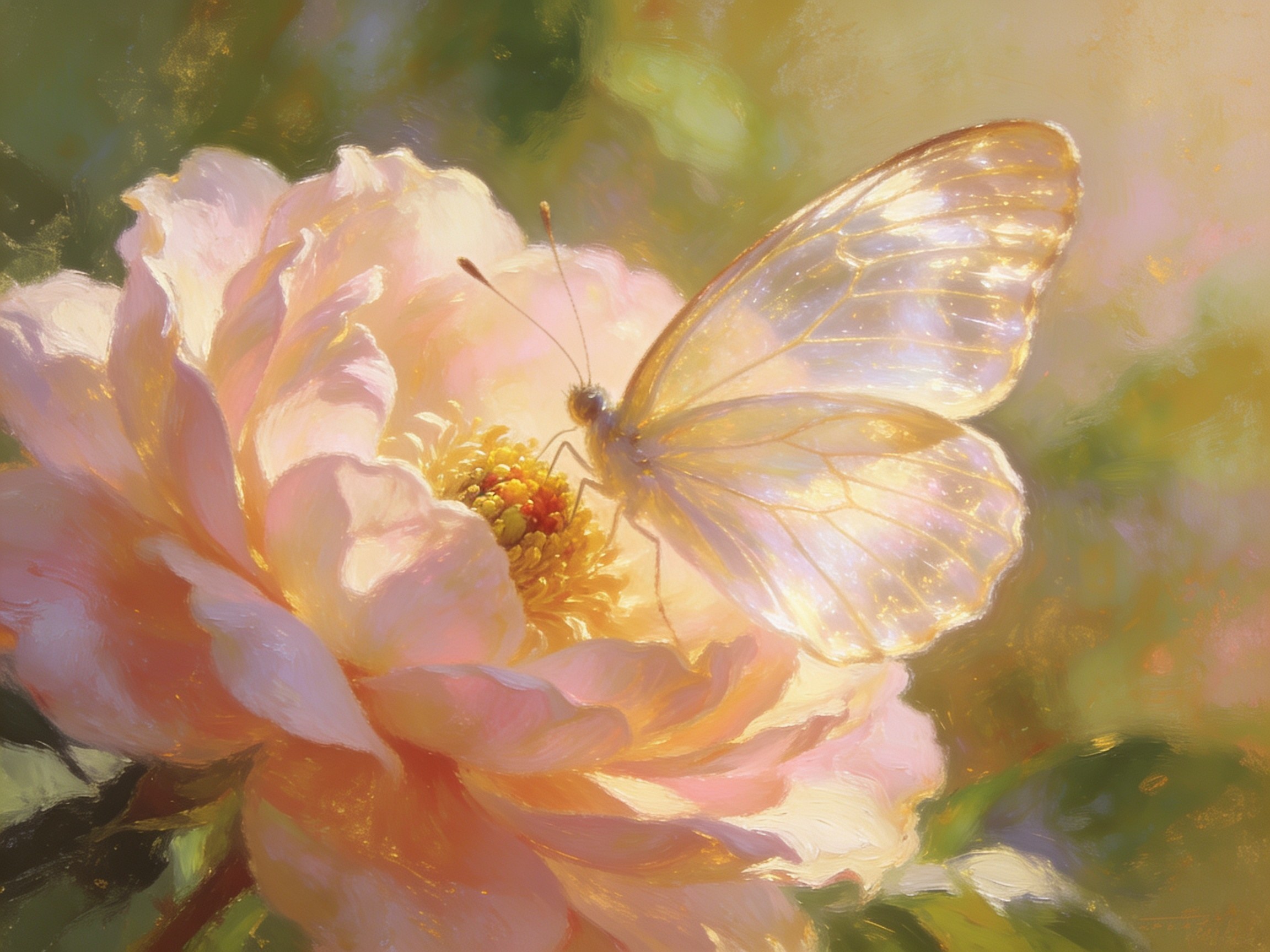 A butterfly aglow in soft iridescent light, symbolic of transformation