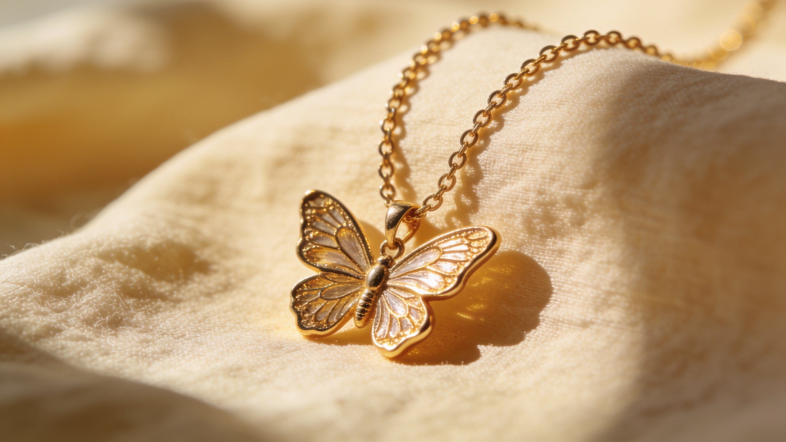 A delicate gold butterfly pendant necklace