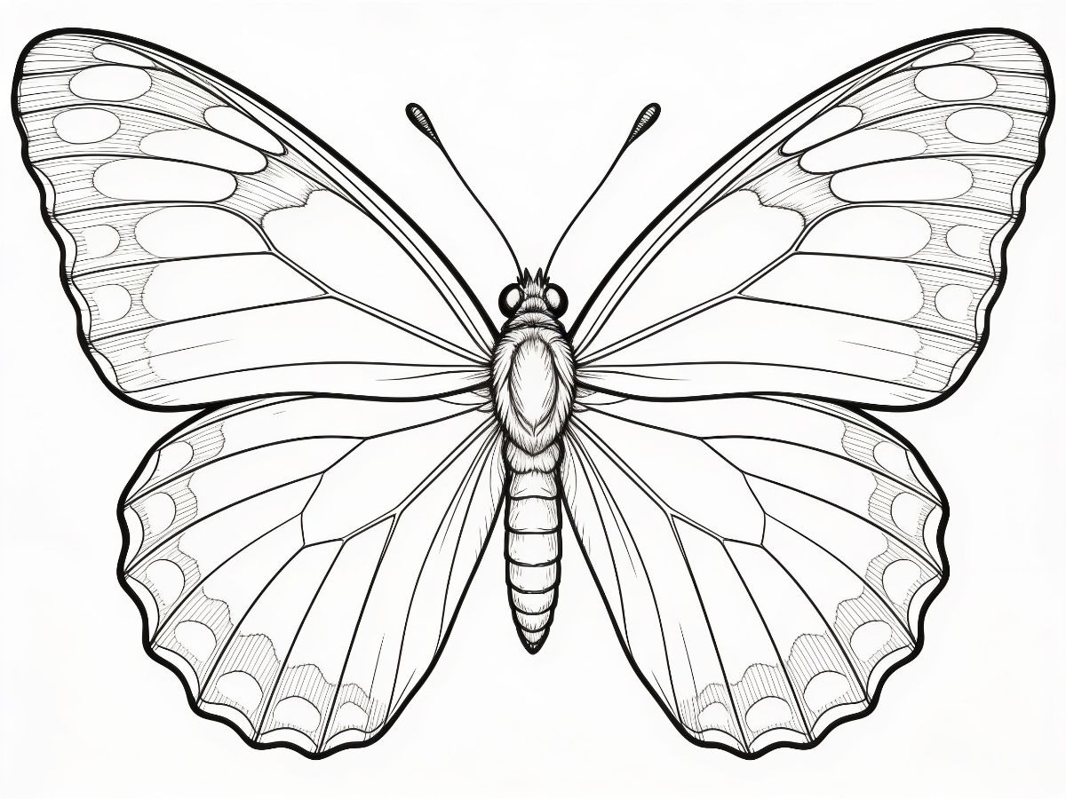 A line-art butterfly coloring page